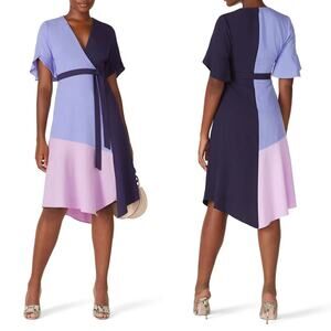 Hutch Blue Lilac Colorblock Short Sleeve Wrap Dress Size S